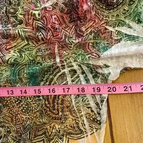 Reba Womens Long Sleeve Sheer Art Decorative Top size M-L - Picture 7 of 15